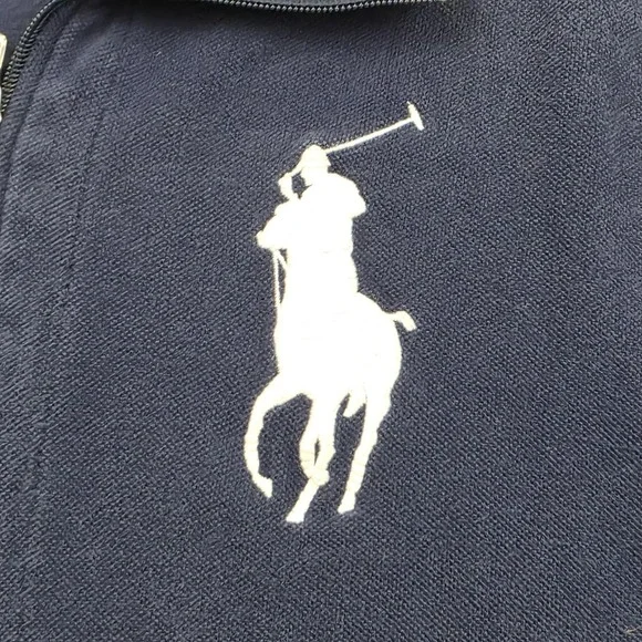 Polo Ralph Lauren Sweatshirt Mens 2XL Blue Zip Fleece Mock Neck Big Pony Logo - Picture 9 of 9